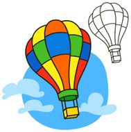 Air balloon Coloring book page Cartoon vector illustration