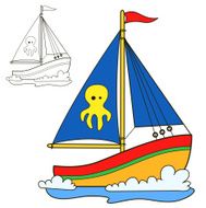 Sailing vessel Coloring book page Cartoon vector illustration N3