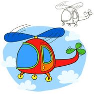 Helicopter Coloring book page Cartoon vector illustration