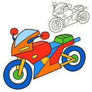 Motorcycle Coloring book page Cartoon vector illustration