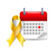 Gold awareness ribbon and calendar N2