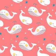 adorable hand drawn whale seamless background