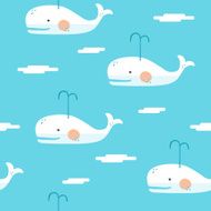 adorable hand drawn whale seamless background N3
