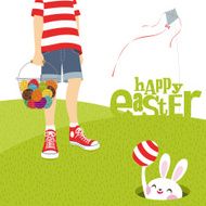 boy kite and Easter bunny