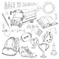 Hand drawn school icons set