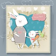 greeting card for the Mothers day with cute hares