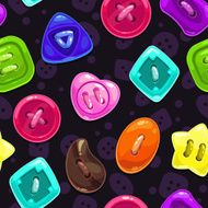 Seamless pattern with cute bright colorful vector buttons