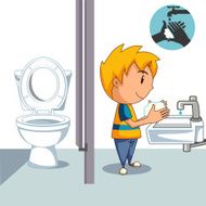 Kid washing hands bathroom