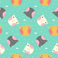 hand drawn cat seamless background N3