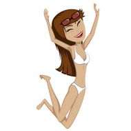 Jumping girl in bikini