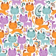 Seamless pattern with cute little kittens