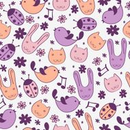 Cute childish seamless pattern with animals