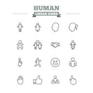 Human linear icons set Thin outline signs Vector N2