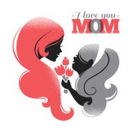 Card of Happy Mother&#039;s Day Beautiful mother silhouette with her N4