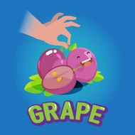 grape fruit character with hand - vector illustration