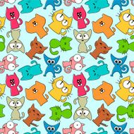 Seamless pattern with funny cats N2