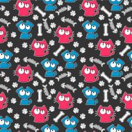 Seamless pattern with funny cats and dogs