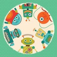 Vector Retro Robots Card Illustration