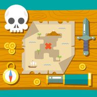 Pirate Treasure Adventure Game RPG Map Action Knife Gagger Spyglass N2