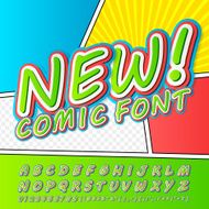 Comic font Alphabet in style of comics pop art N3