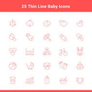 Set of Thin Line Stroke Baby Icon