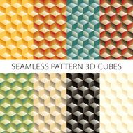 Isometric cubes set Vector elements games Seamless pattern