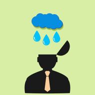 Flat vector icon man and rain clouds N2