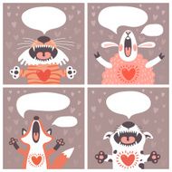Set of cards with funny animals