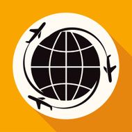 Icon Hand drawn earth on white circle with N2