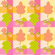 Seamless childish pattern patchwork with leaves and acorns