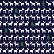 Simple seamless Christmas pattern - deers xmas trees