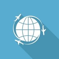 Icon Hand drawn earth with a long shadow N3