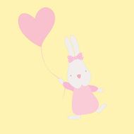 Cute rabbit bunny with heart shape balloon