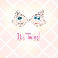 Children twins on a light background Cartoon Vector