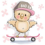 Chicken with skateboard