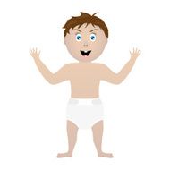happy baby in a diaper