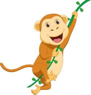 cute monkey cartoon hanging