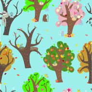 seamless pattern with seasonal trees