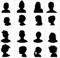 Children&#039;s heads profile and front