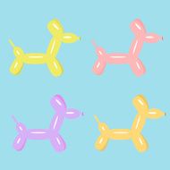 Dog balloon animal set of four Flat design