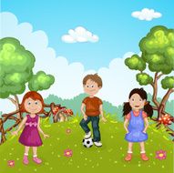 Group of cute happy cartoon kids N2
