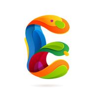 E letter volume colorful logo with splash