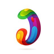 J letter volume colorful logo with splash