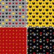 Set seamless patterns with abstract cats Vector background