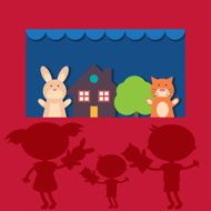 Illustration small kids with hand puppet toy Vector