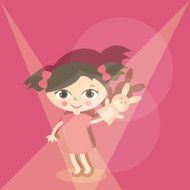 Illustration small kids with hand puppet toy Vector N3