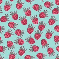 Seamless pattern with berries in retro colors Raspberries