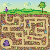 Maze for children - nature and precious stones under the N2