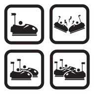 Bumper cars or dodgem icon in four variations