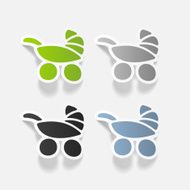 realistic design element baby buggy N5